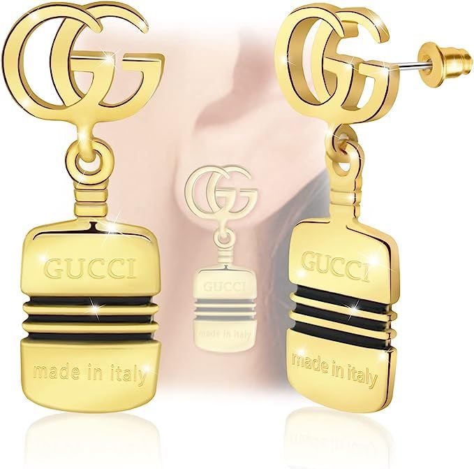Initial G Earrings for Women - Sterling Silver Hypoallergenic Gold Initial G Stud Earrings with D... | Amazon (US)