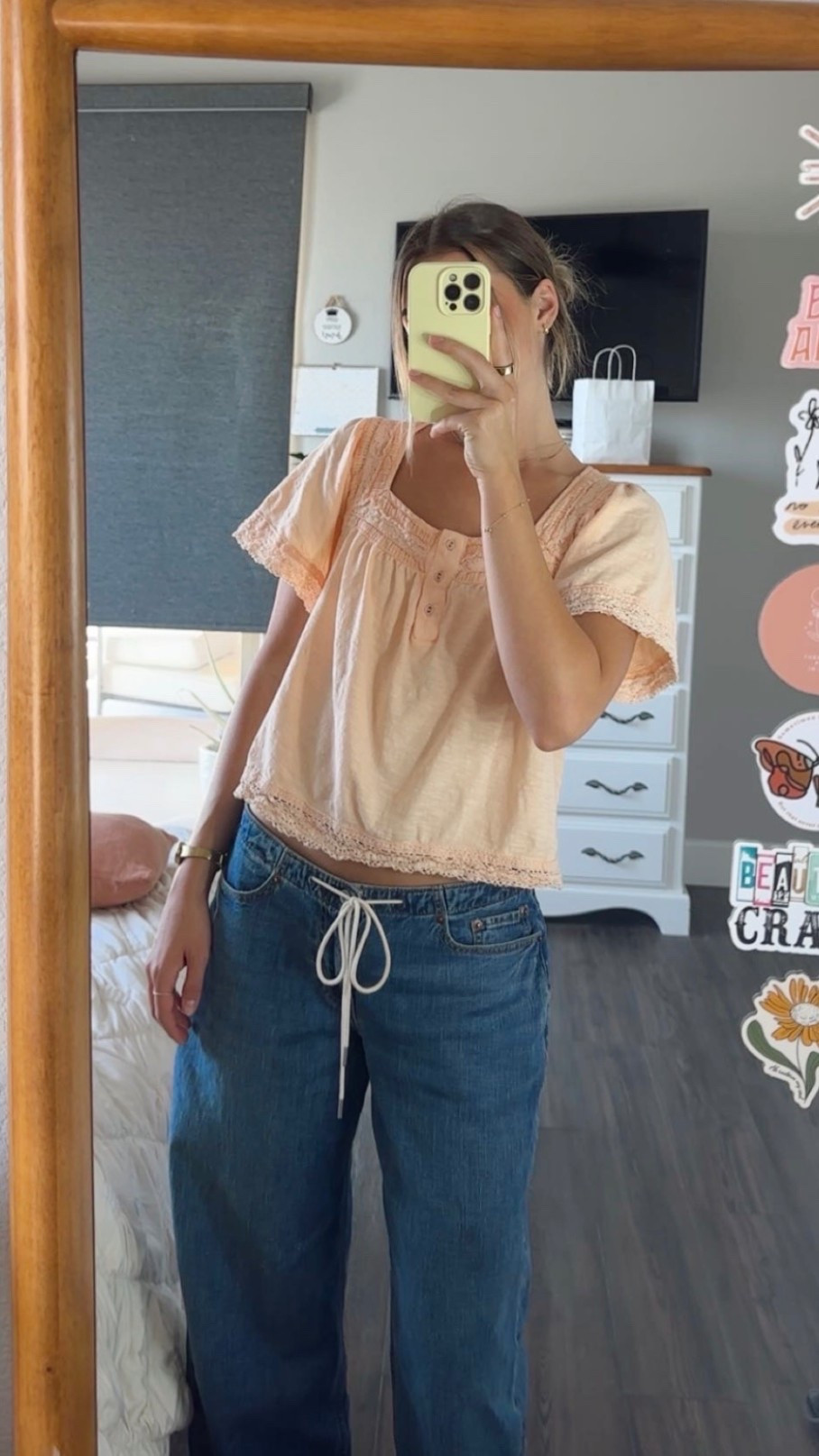 shirt runs VERY oversized so i ordered a size XXS (i’m usually a S).
Bottoms are sold out currently but i’m wearing a 25.