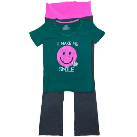 Womens Green & Gray You Make Me Smile Pajamas Sleep Set Medium (7-9) | Walmart (US)