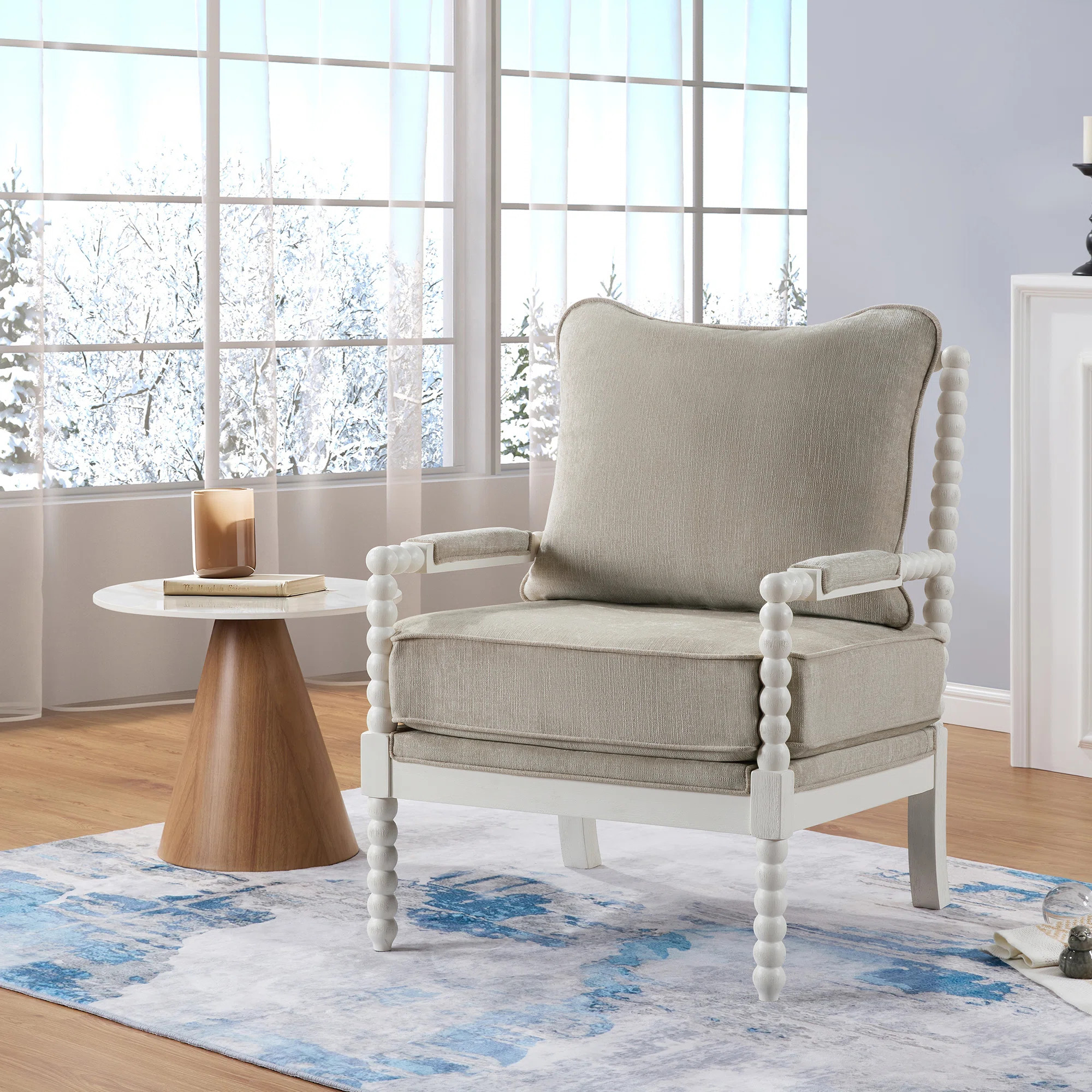 Lorentz Modern Farmhouse Accent Chair 25.5" Wide with Turned Wood and Solid Frame | Wayfair North America
