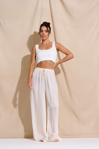 LENA Cream Silk Palazzo Trousers | Noughts and Kisses