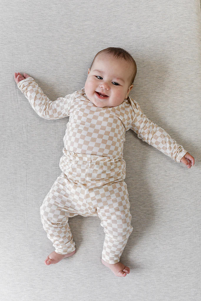 Cream Chequer Sleeper | Solly Baby