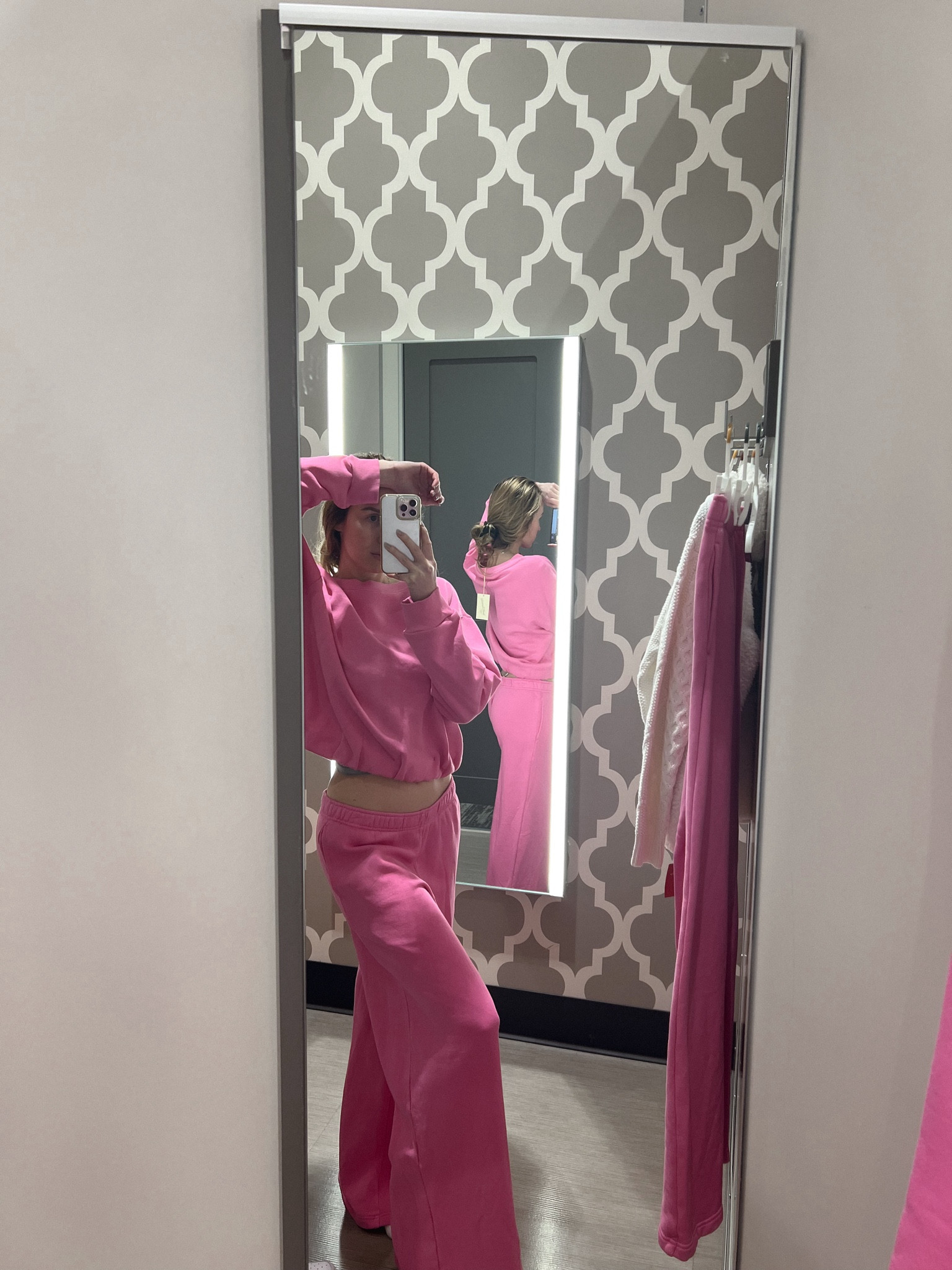 High rise wide leg sweatpants, pink sweatpant set, loungewear, cute comfy sweats, pink girly loungewear, over the shoulder sweater

#LTKSeasonal #LTKfindsunder50