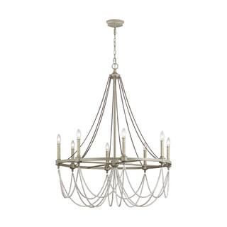 Feiss Beverly 8-Light French Washed Oak and Distressed White Wood Chandelier-F3332/8FWO/DWW - The... | The Home Depot