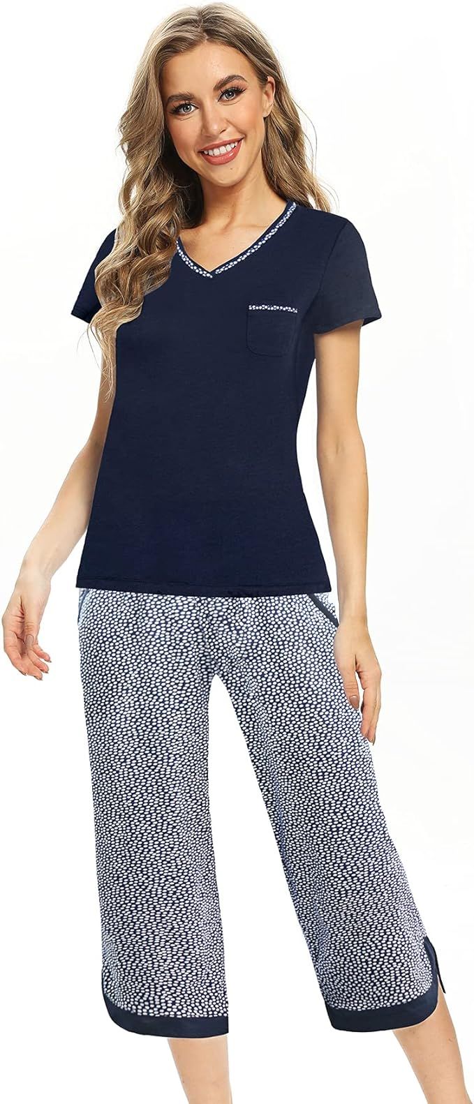 IZZY + TOBY Women's Sleepwear Tops With Capri Pants Pajama Sets       Send to Logie | Amazon (US)