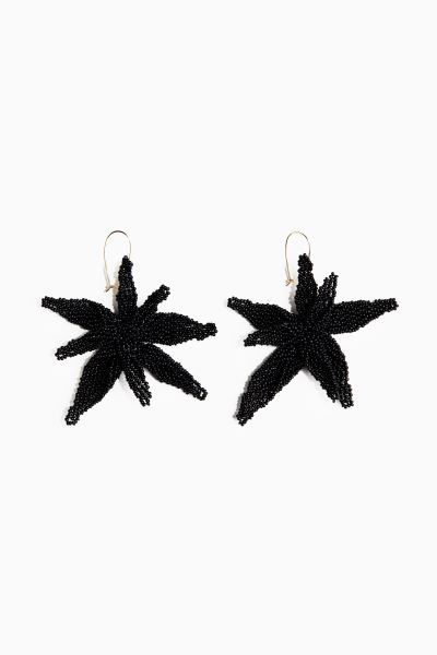 Starfish-shaped glass-bead earrings - Black - Ladies | H&M GB | H&M (UK, MY, IN, SG, PH, TW, HK)