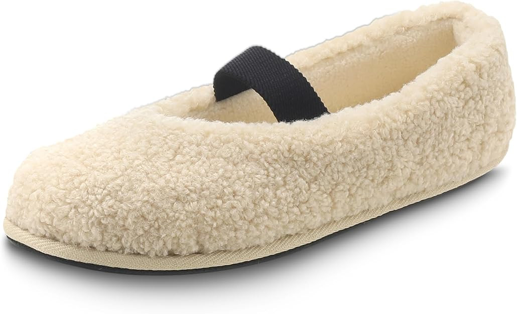 Women's Curly Full Home Slippers Fuzzy Mary Jane Flats for Women Slip On Memory Foam Ballet Flats... | Amazon (US)