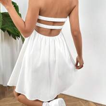 White Strapless Womens Woven Holiday Dress | SHEIN
