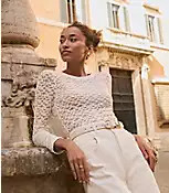 Lace Long Sleeve Crew Neck Tee | LOFT