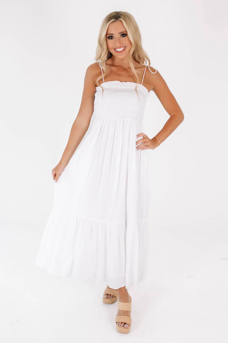 I'll Be in Boca Midi Dress - White | The Impeccable Pig