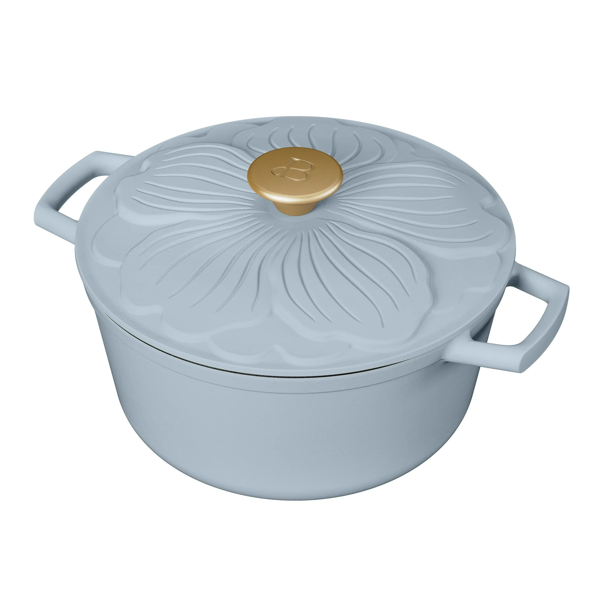 Beautiful 4 Quart Enameled Cast Iron Round Dutch Oven with petal design lid, Cornflower Blue by D... | Walmart (US)