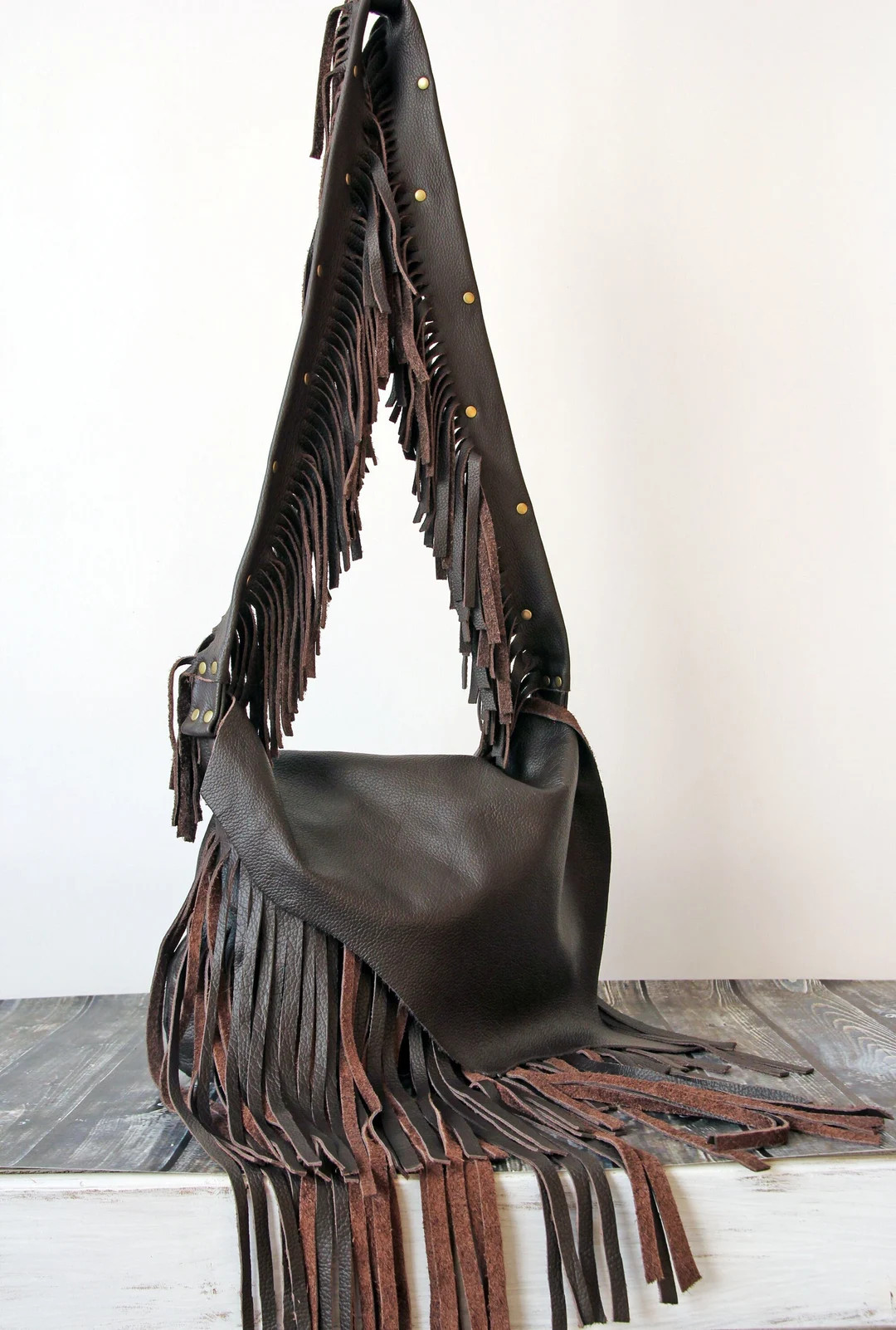 Dark Brown Leather Fringe Crossbody Bag: Western Boho Purse - 6 Colors - Etsy | Etsy (US)