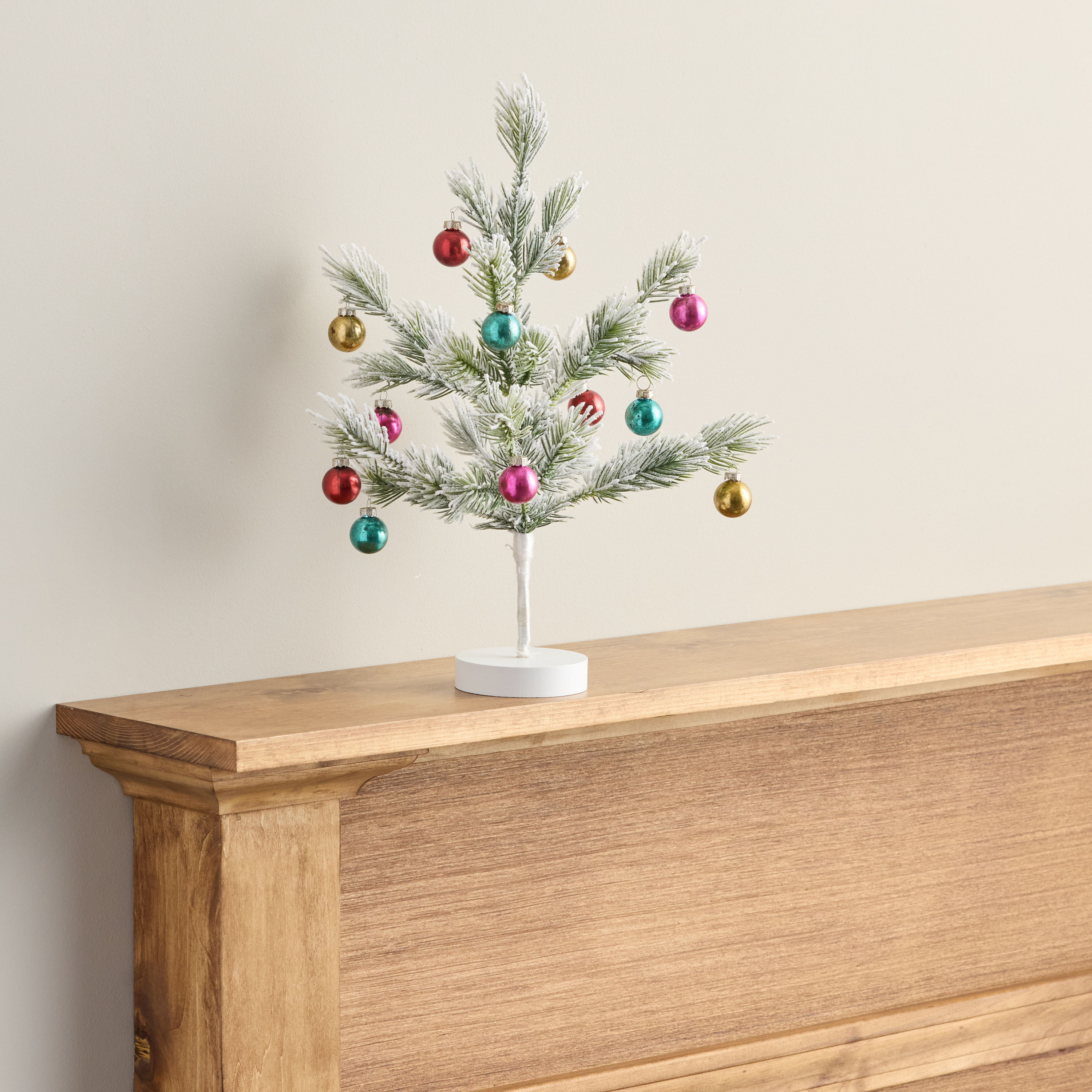 Flocked Tabletop Tree with Ball Ornaments | World Market