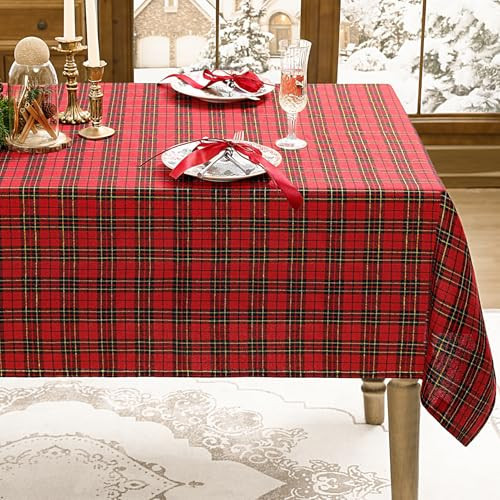 Romanstile Christmas Checkered Tablecloth Rectangle - 54 x 120 Inch - Red Buffalo Plaid Cotton Flannel Table Cloths, Xmas Winter Stain Resistant Washable Table Cover for Holiday/Party/Dining Decor | Amazon (US)