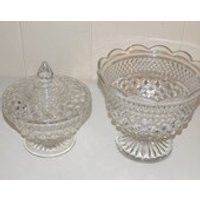 Glass Candy Dish Lidded Pedestal Fruit Bowl | Etsy (US)