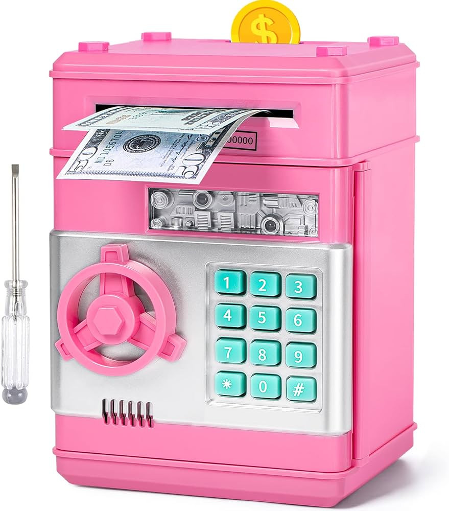 Piggy Bank for Boys Girls, Vcertcpl ATM Coin Bank Money Saving Box with Password, Kids Safe Money... | Amazon (US)