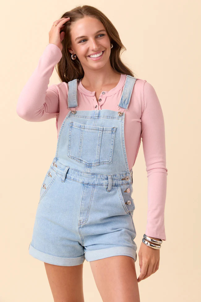 Tessa Light Wash Denim Overalls | Pink Lily