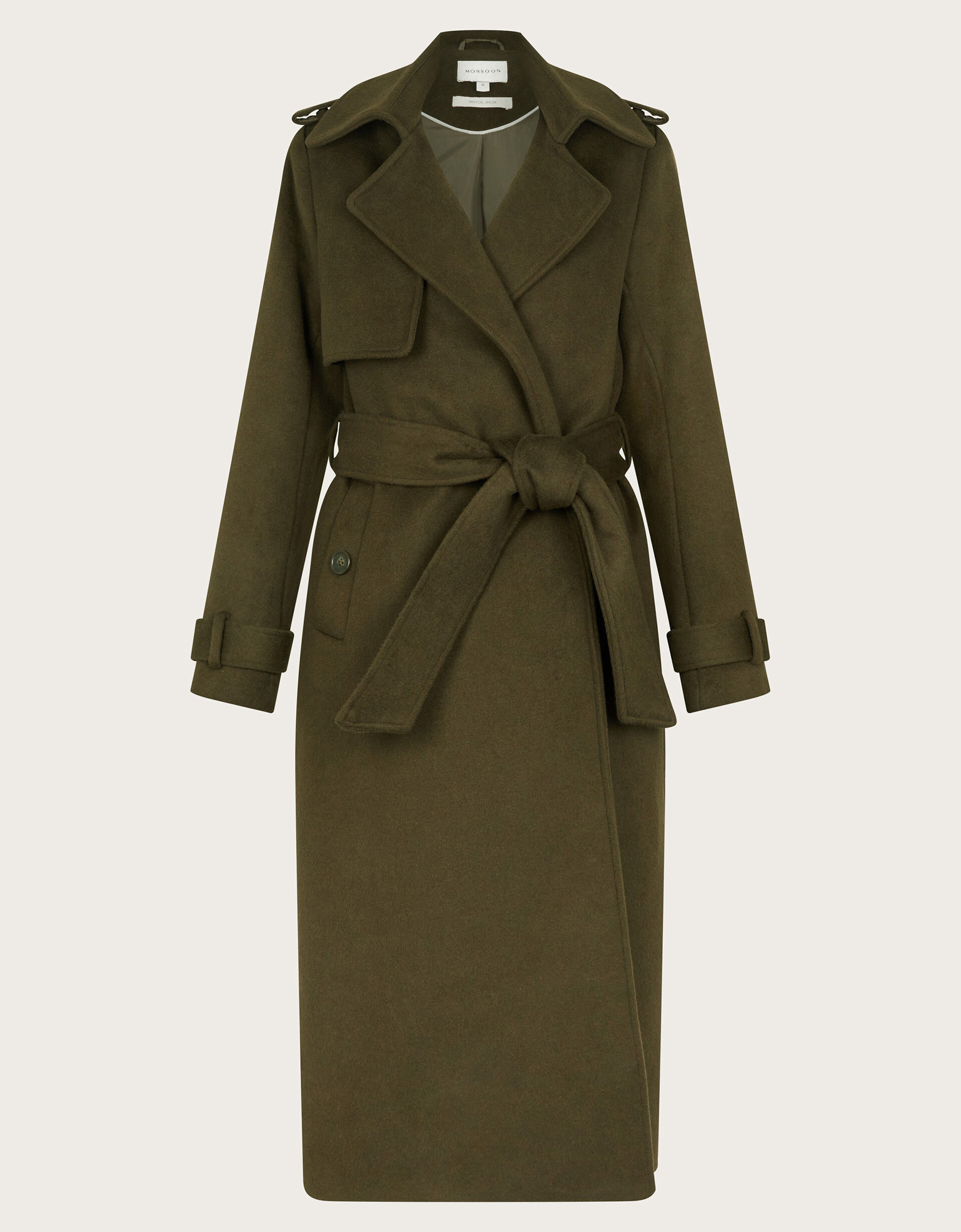 Ollie Belted Trench Coat Green | Monsoon (UK)