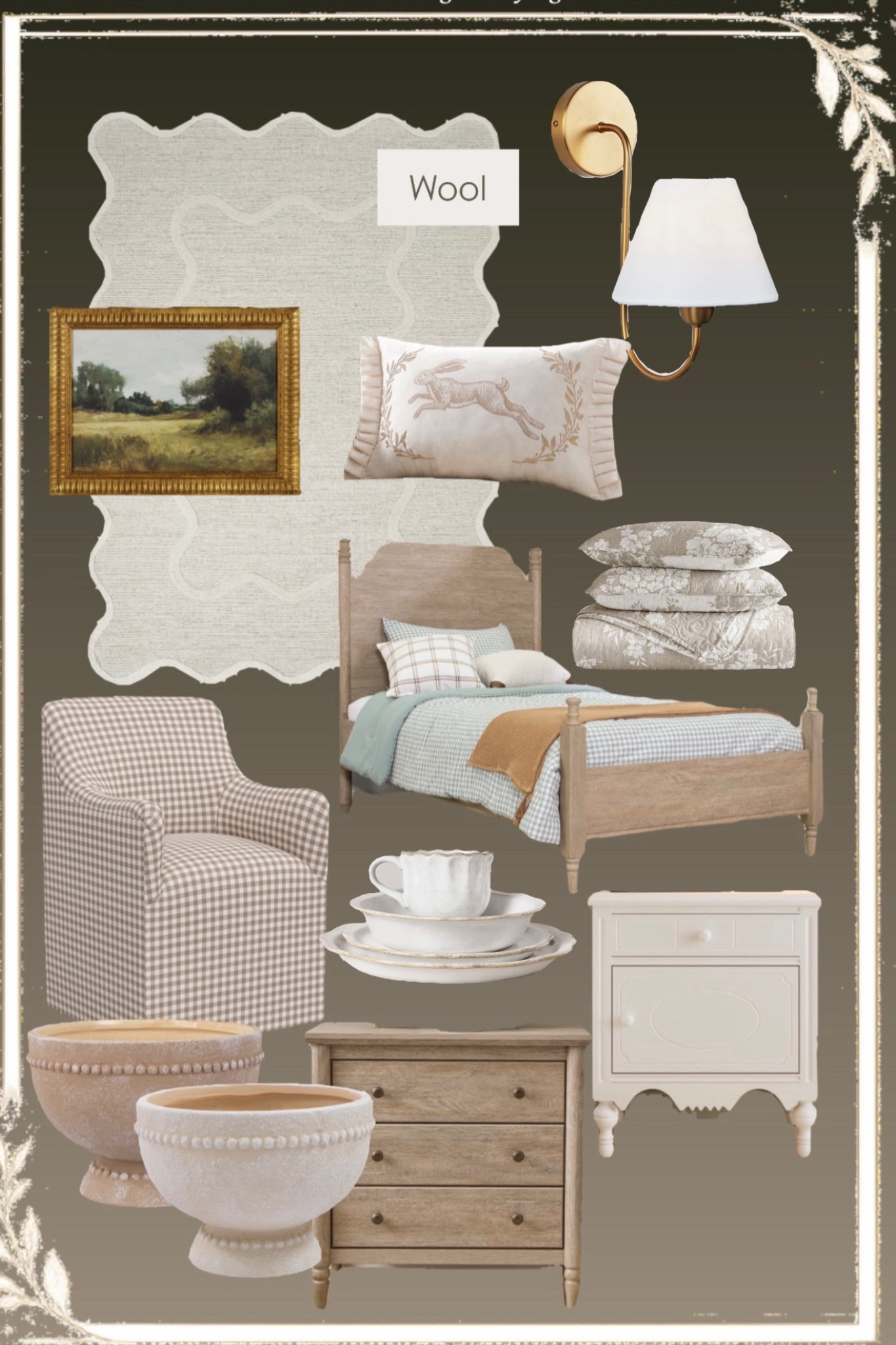 Warm Neutral Bedroom Mood Board | Classic European Inspired Design
Creating a bedroom that feels calm, layered, and timeless starts with the right textures and materials. This mood board blends warm woods, soft wool textiles, classic gingham, vintage artwork, and brass lighting to create a space that feels both cozy and elegant.
Natural materials like wool rugs, wood furniture, and linen bedding add warmth and depth, while soft neutral tones keep the room feeling peaceful and sophisticated. Mixing patterns like plaid, subtle florals, and classic textures brings visual interest without overwhelming the space.
This look is perfect for anyone who loves European-inspired interiors, cozy traditional bedrooms, and refined neutral color palettes.
If you’re designing a bedroom and want help creating a cohesive, beautiful space, I’d love to help.
✨ Interior Design & Styling by Anya’s Decor
📩 Contact through the link in bio



#LTKHome
