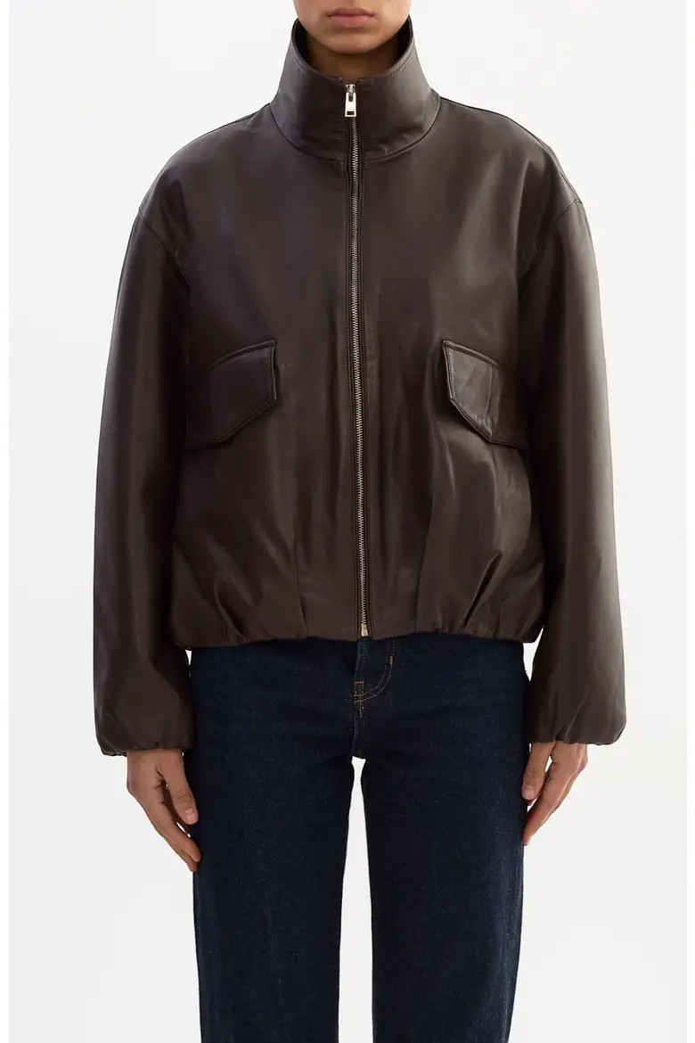 RAMONA | Funnel Neck Leather Jacket (Women) | Nordstrom | Nordstrom