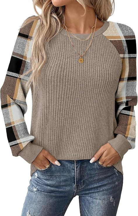 WIHOLL Womens Tops Long Sleeve Shirts Fall Fashion Sweaters Outfits | Trendy School Teacher Shirt... | Amazon (US)