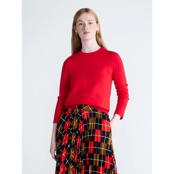 Free Assembly Women's and Women's Plus Cozy Yarn Crewneck Sweater, Midweight, Sizes XS-4X | Walmart (US)