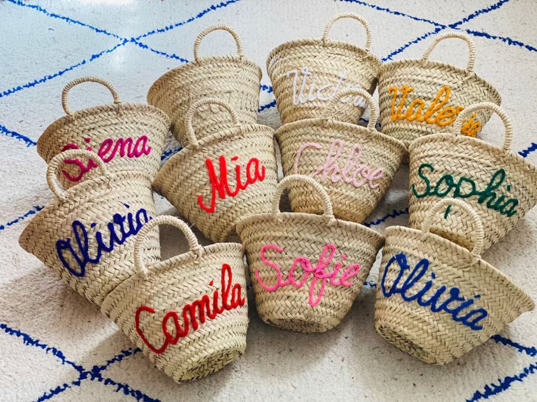 PERSONALIZED Straw Moroccan Basket,bridal Shower Bags,customized Straw Bags,custom Beach Bag,stra... | Etsy (US)