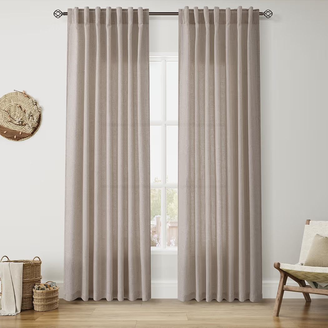 Nanspring Cobblestone Linen Curtains 84 Inches Long for Living Room Light Filtering Semi Sheer Cu... | Amazon (US)