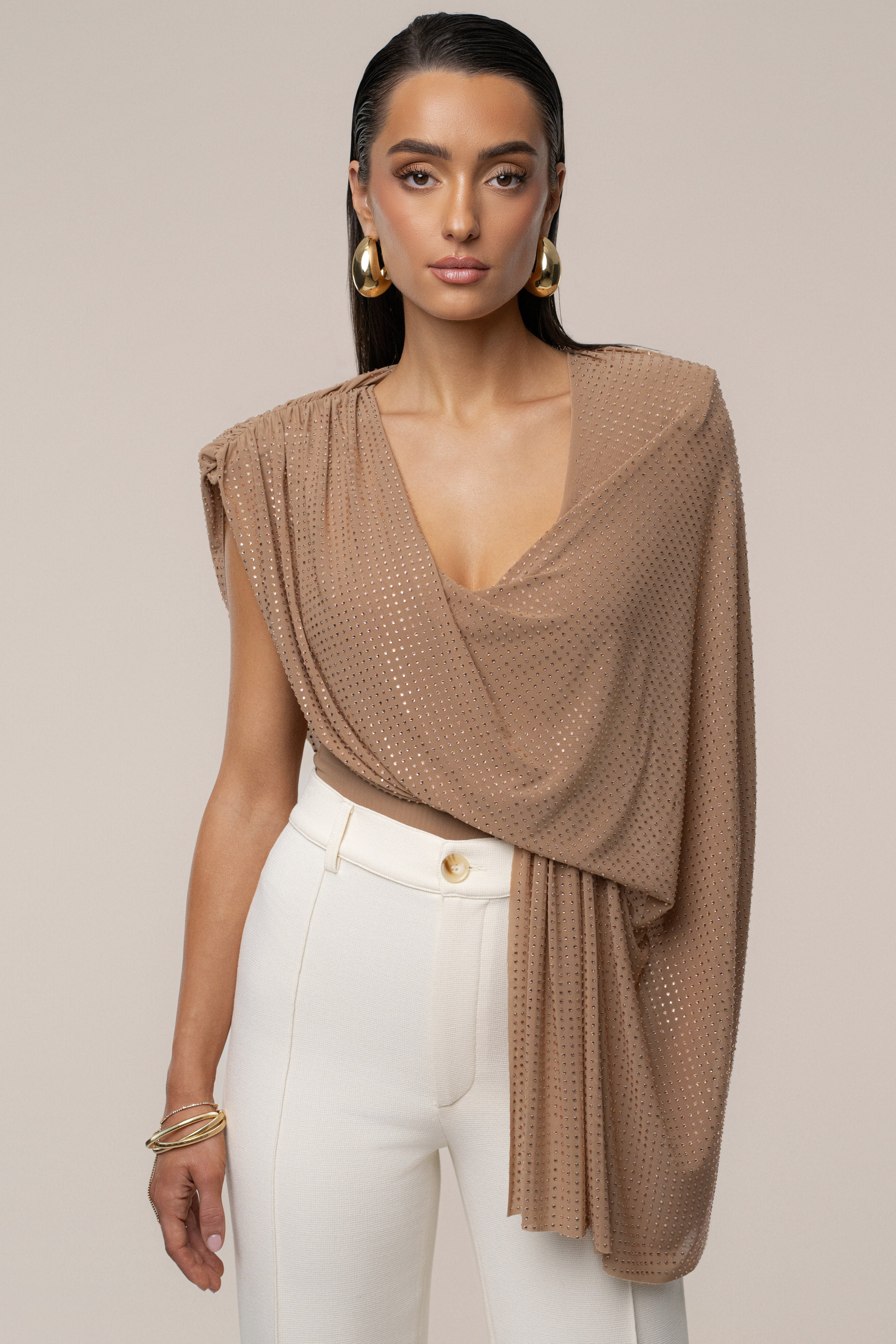Pecan Draped Dreams Hot Fix Top | JLUXLABEL US