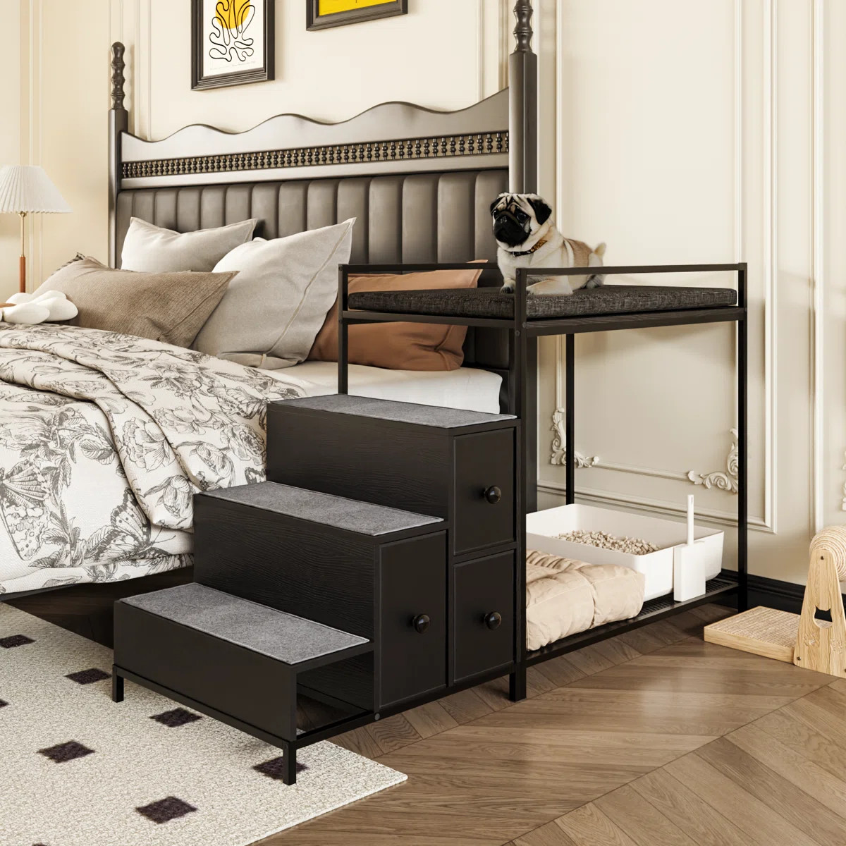 Pet Bunk Bed With Stairs And Storage | Wayfair North America