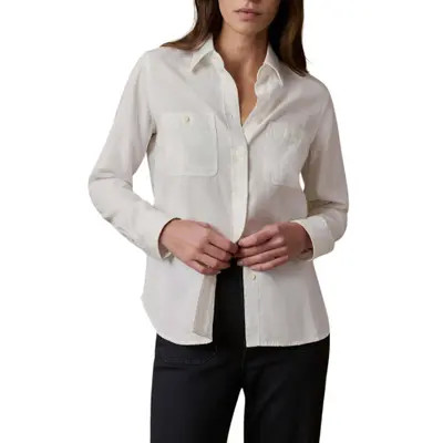 Faherty Chambray Button-Up Shirt in Mid Wash at Nordstrom, Size Large | Nordstrom