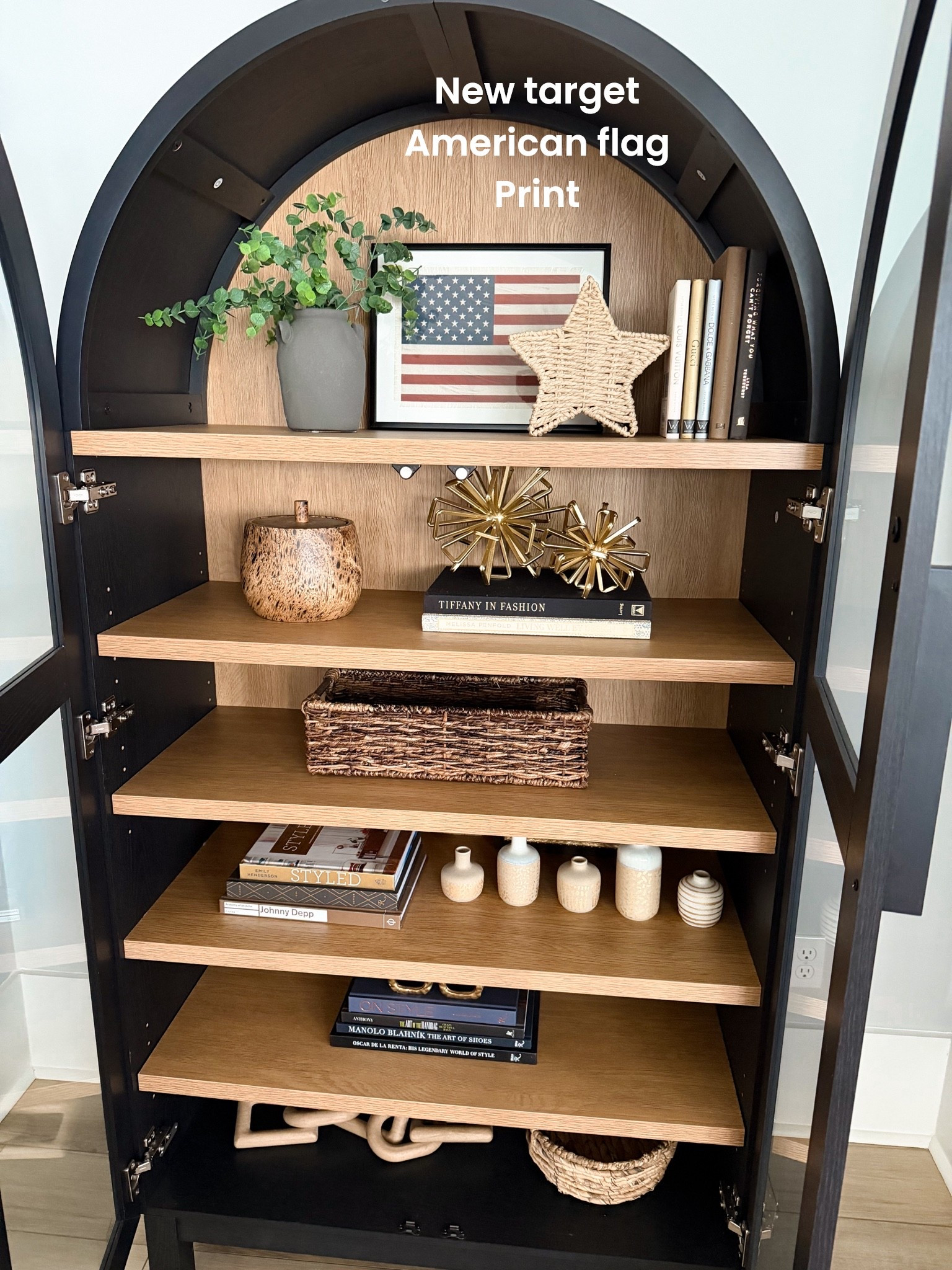 Patriotic decor season is officially here 🇺🇸✨ I picked up this beautiful framed American flag print from Target yesterday and I’m obsessed with how it styled inside my cabinet! The neutral tones make it feel classic and elevated while still adding the perfect Americana touch for summer. ❤️🤍💙

Mixing affordable home decor finds with woven textures, coffee table books, and soft greenery is my favorite way to make built-ins feel cozy and curated without overdoing it. This little Target find instantly pulled the whole space together!

#TargetHome #TargetFinds #AmericanaDecor #PatrioticDecor #SummerDecor #NeutralHomeDecor #BuiltInShelves #ShelfStyling #CabinetStyling #HomeDecorIdeas #CozyHome #AffordableHomeDecor #TargetStyle #HomeInspo #ModernTraditional #DecorFinds #StyledShelves #FourthOfJulyDecor #AmericanFlagDecor #NeutralDecor

#LTKHome