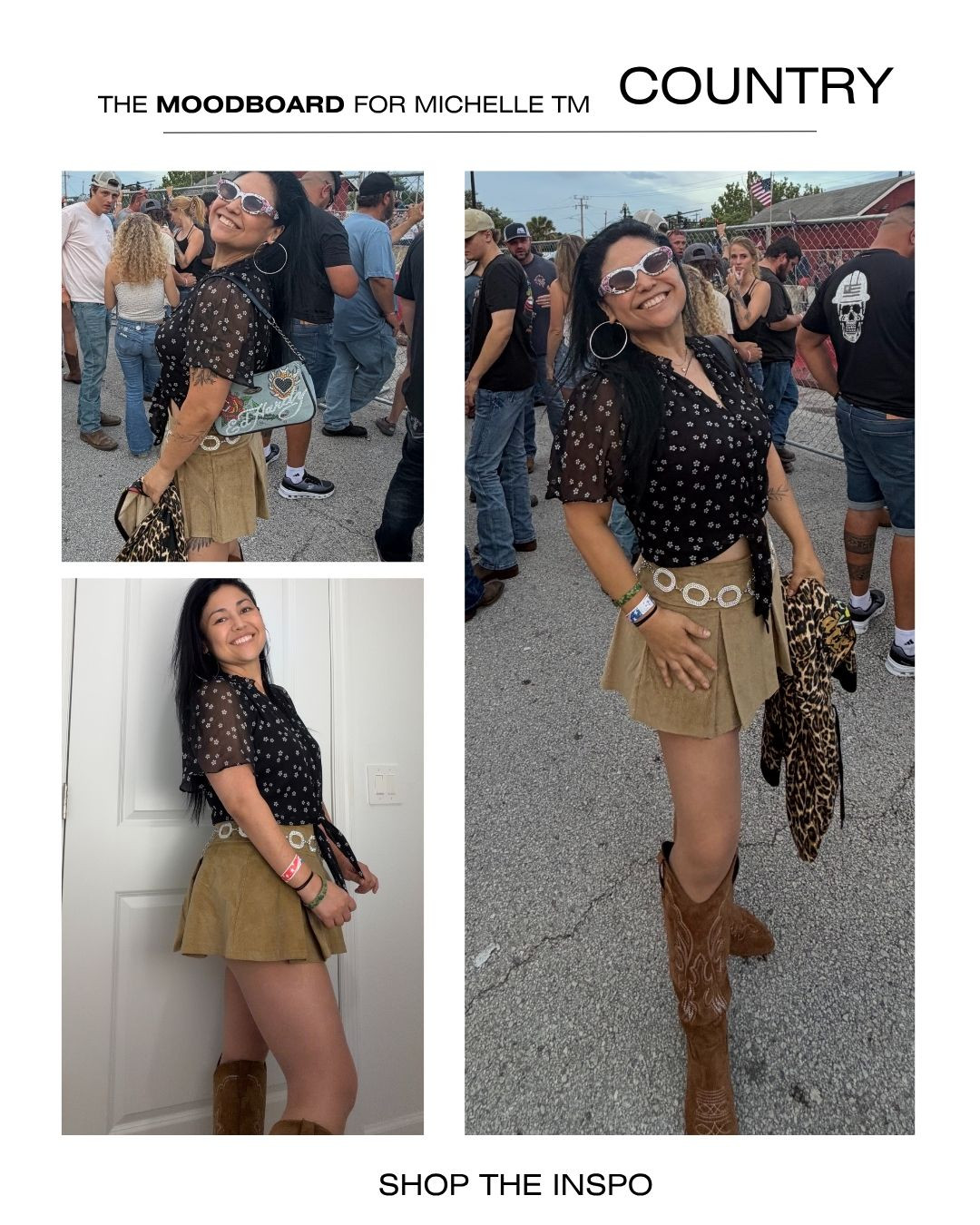 Shop The Inspo
Perfect fit for that concert, event, truck pullwatching, list goes on, feminine and country. Head turning look, completed with Ed Hardy's iconic sunglasses and bag.
Follow me on IG: @michellemc8
#edhardybag #edhardysunglasses #countrygirl  

 #LTKootd #LTKU #LTKMidsize