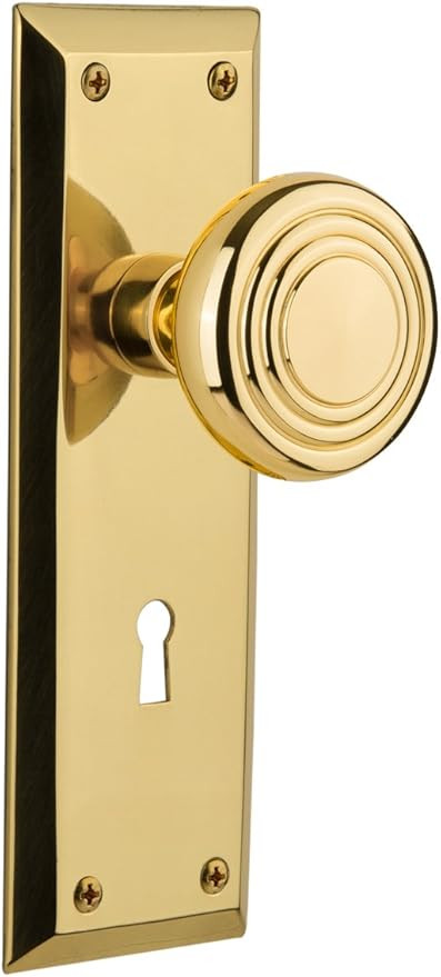 Nostalgic Warehouse New York Plate with Keyhole Deco Knob, Single Dummy, Unlacquered Brass | Amazon (US)