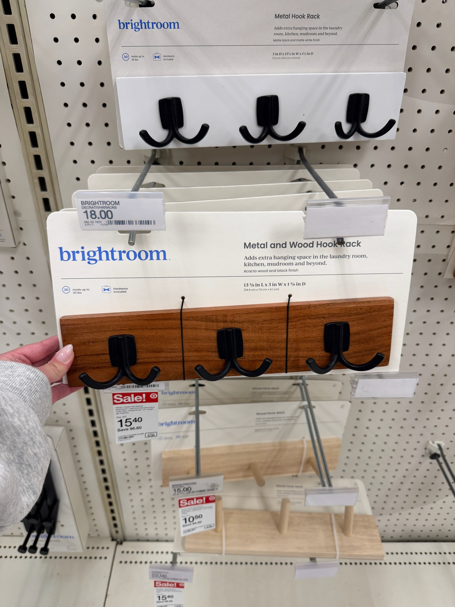 These Target Brightroom hooks are giving organic modern in the best way - the warm wood + matte black combo looks way more high end than the price and would be SO cute in an entryway, mudroom, laundry room, or kitchen! wedding guest dress summer, summer outfits, country concert outfits, summer dresses, graduation guest outfits, date night outfits, memorial day outfit, plus size fashion, business casual workwear, vacation outfits beach, target home, organic modern home, brightroom target, neutral home decor, entryway decor, target finds
 

 #LTKSeasonal #LTKHome