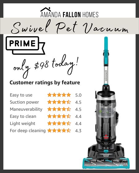🚨 Amazon Prime Day Deal — I just bought this swivel pet vacuum to replace our old downstairs vacuum! It has amazing reviews and is the best value overall for a quality vacuum on Amazon in my opinion! Life hack: if you live in a two-story home, it is SO worth investing in a second vacuum (keep one on each floor), especially if you have pets!

#vacuum #bissell #amazon #amazonhome #primeday #homegadgets #gadgets #petvacuum

#LTKhome #LTKFind #LTKxPrimeDay