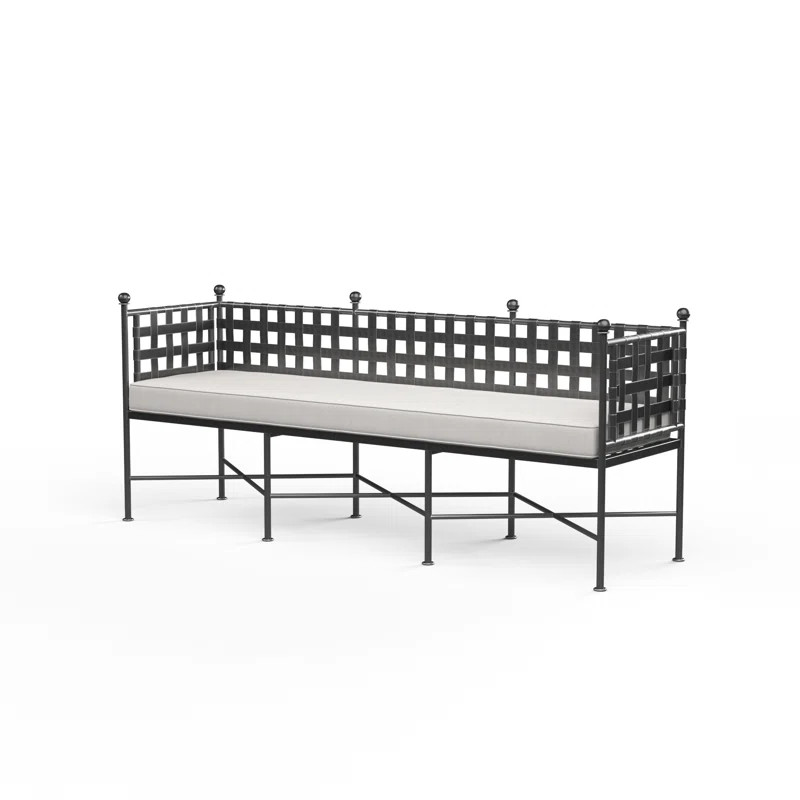 Provence Wrought Iron Outdoor Bench with Sunbrella Cushions | Wayfair North America