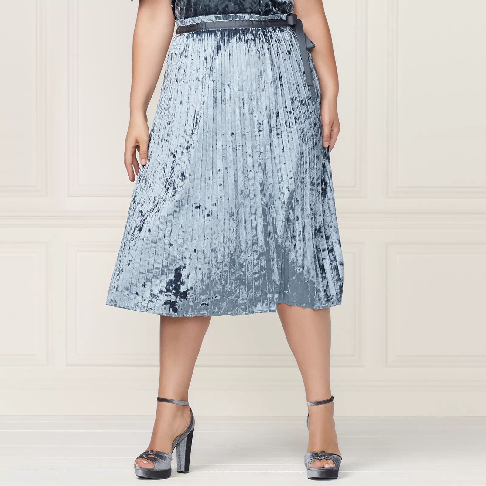 LC Lauren Conrad Runway Collection Pleated Velvet Skirt - Plus Size, Women's, Size: 24 W, Blue | Kohl's