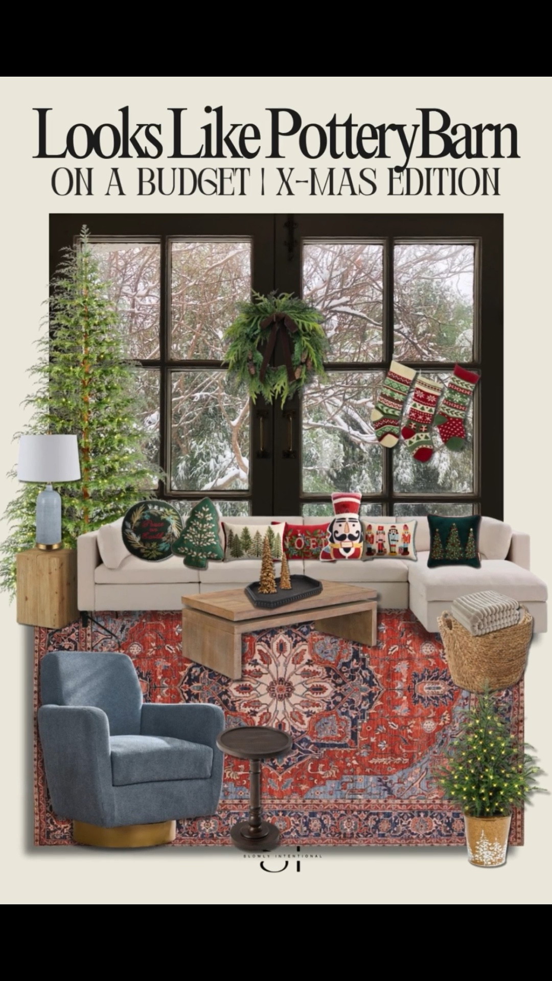 This Christmas living room looks straight out of Pottery Barn—but every single piece is budget-friendly! From the cozy knit stockings to the vintage-style rug and tree-shaped pillows, this space feels festive, layered, and classic without the designer price tag. I love how warm and collected it feels, like Christmas morning in your favorite holiday movie.

#LTKSeasonal #LTKHome