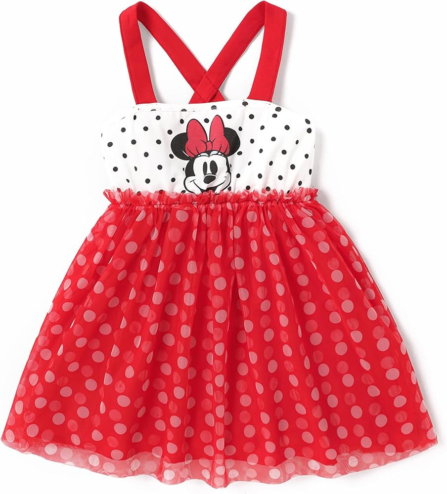 Disney Mickey and Friends Girls Dress Toddler Girl Leopard Panel Mesh Overlay Tank Dress | Amazon (US)