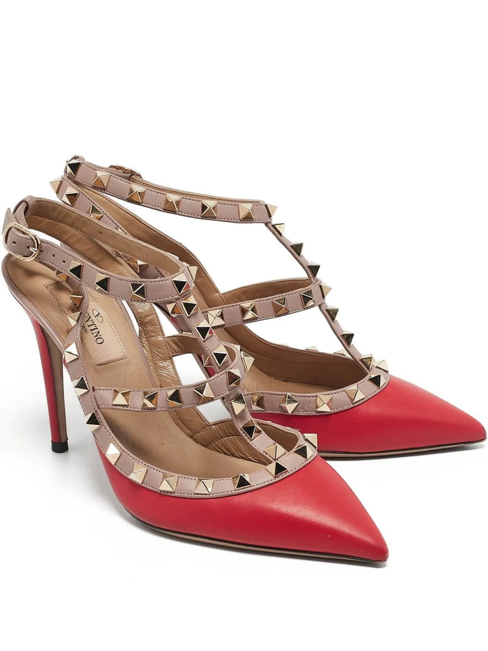 Valentino Garavani Pre-Owned 110mm Rockstud pointed-toe pumps - Red | Farfetch Global