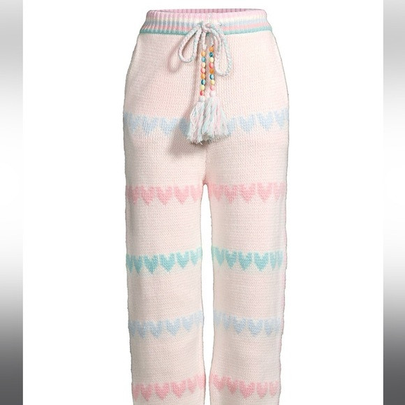 Love Shack Fancy CHABELA Knit  Crochet Jogger Pants HEART Back Pocket Small Fun | Poshmark