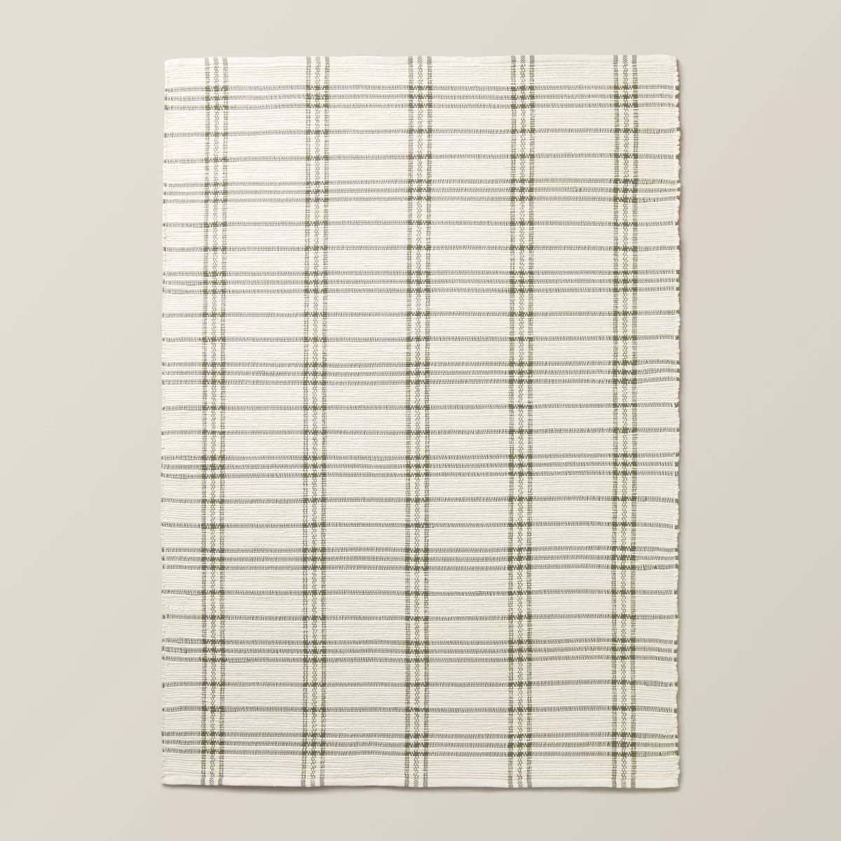 Tri-Stripe Plaid Handmade Woven Area Rug Green/Cream - Hearth & Hand™ with Magnolia | Target