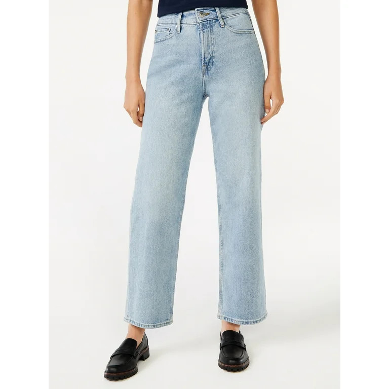 Free Assembly Women's Cropped Wide High Rise Straight Jeans | Walmart (US)