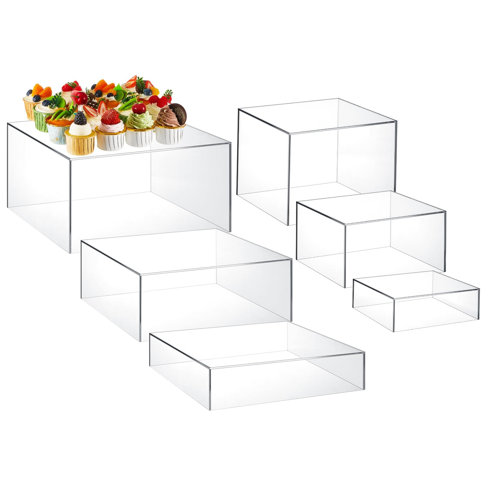 Leinuosen 6 Pcs Food Risers for Buffet Table Large Buffet Risers Acrylic Display Box Acrylic Cube... | Amazon (US)