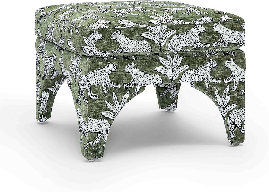 Tov Furniture Raji Jacquard Ottoman (Olive Green Leopard) | Amazon (US)