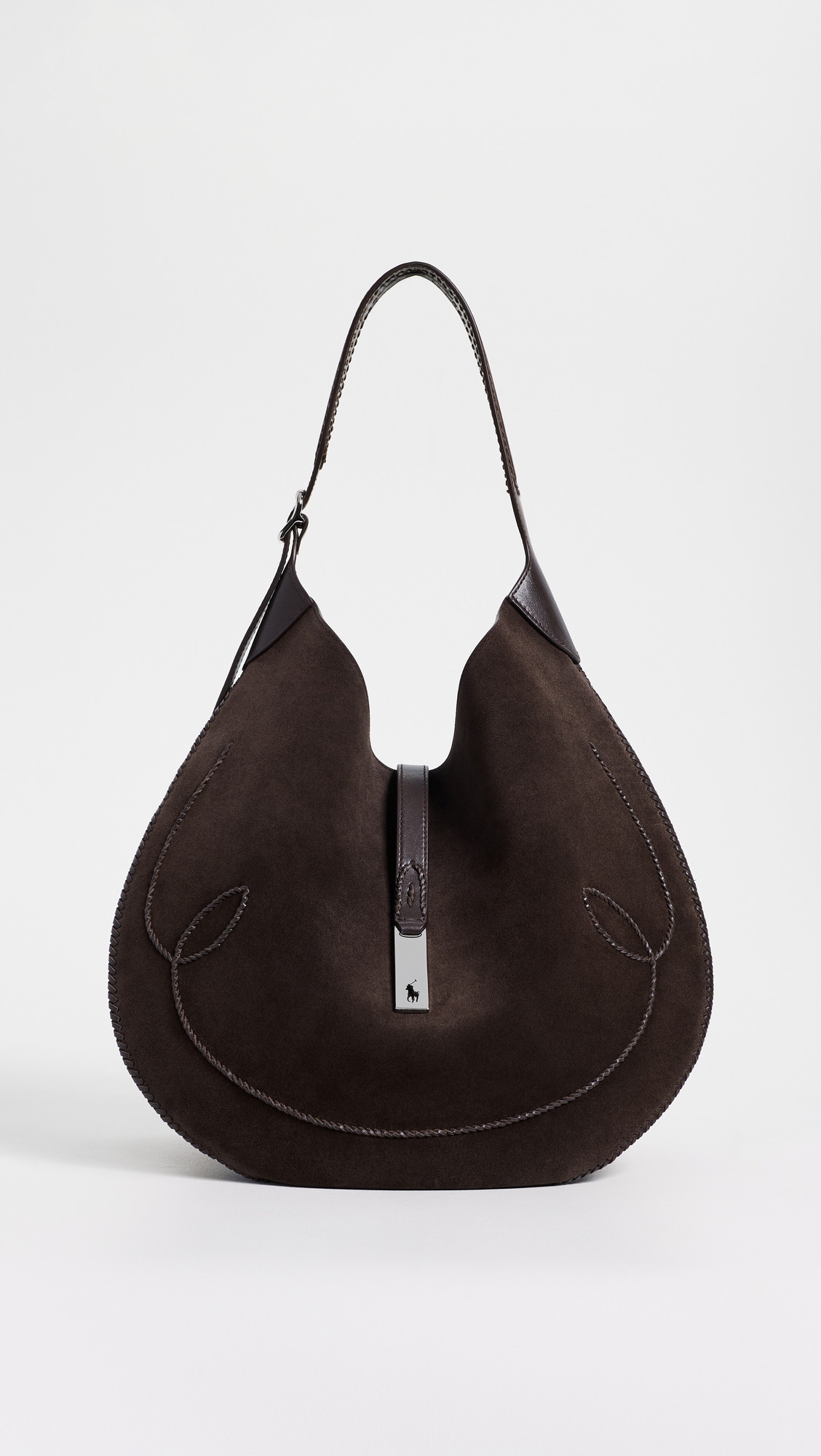 Polo Ralph Lauren Suede Whip Stich Polo ID Medium Shoulder Bag Chocolate/Tobacco One Size | Shopbop