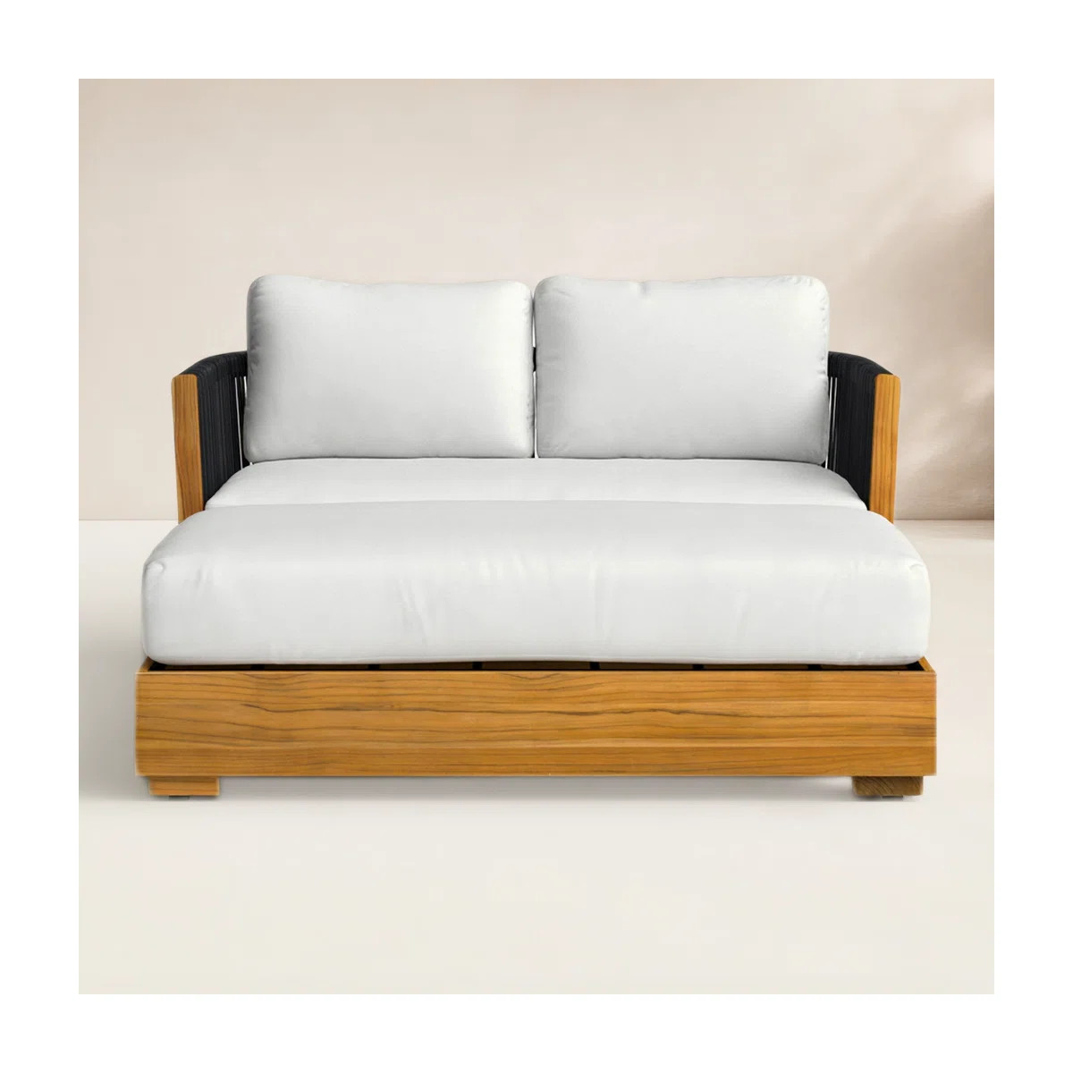 Aniston 59" Teak Outdoor Loveseat and Outdoor Ottoman | Wayfair North America