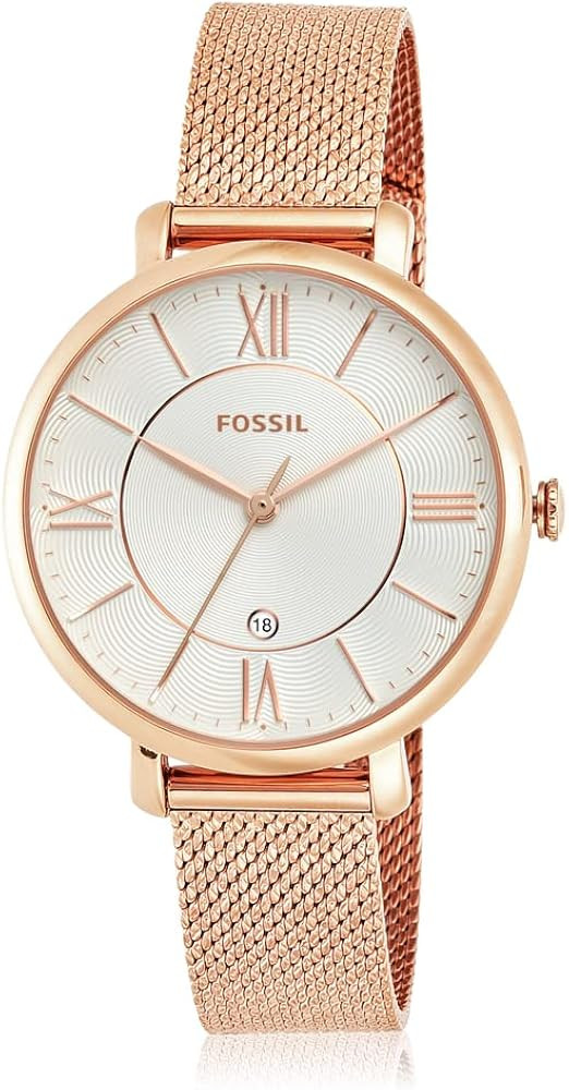 Fossil Women's Jacqueline Quartz Stainless Steel Mesh Three-Hand Watch, Color: Rose Gold (Model: ... | Amazon (US)