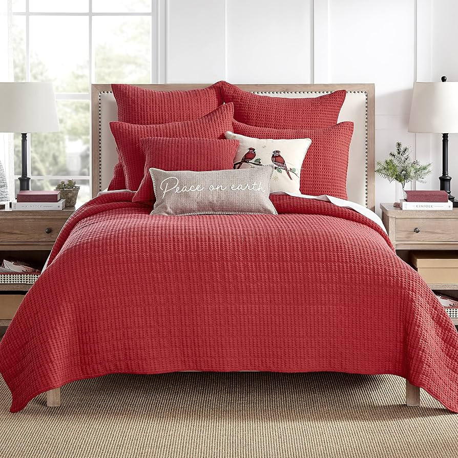 Levtex Home - Mills Waffle - Full/Queen Quilt Set - Red Cotton Waffle - Quilt Size (88 x 92in.), ... | Amazon (US)